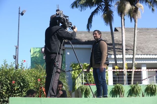 Marcos Mion em gravação de 