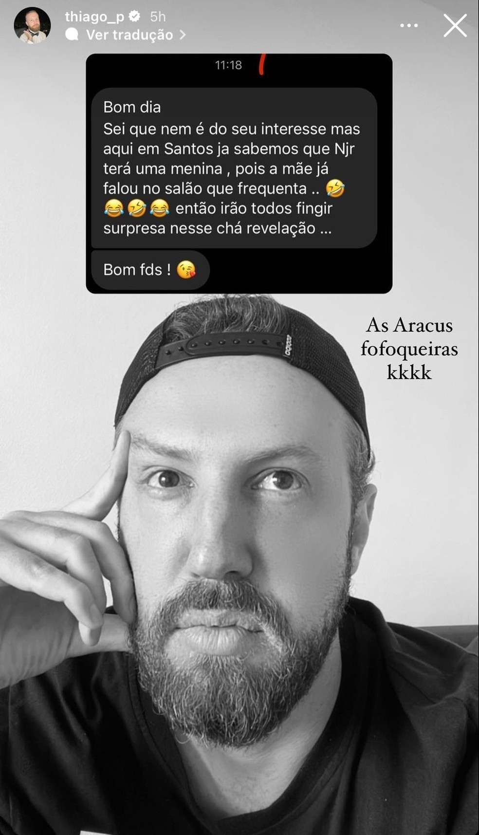 Apresentador compartilhou fala de morador de Santos &amp;mdash; Foto: Reprodu&amp;ccedil;&amp;atilde;o/Instagram