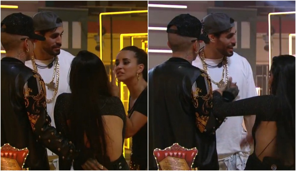 MC Guimê passa a mão em Dania em festa do 'BBB 23' — Foto: Reprodução/Globoplay