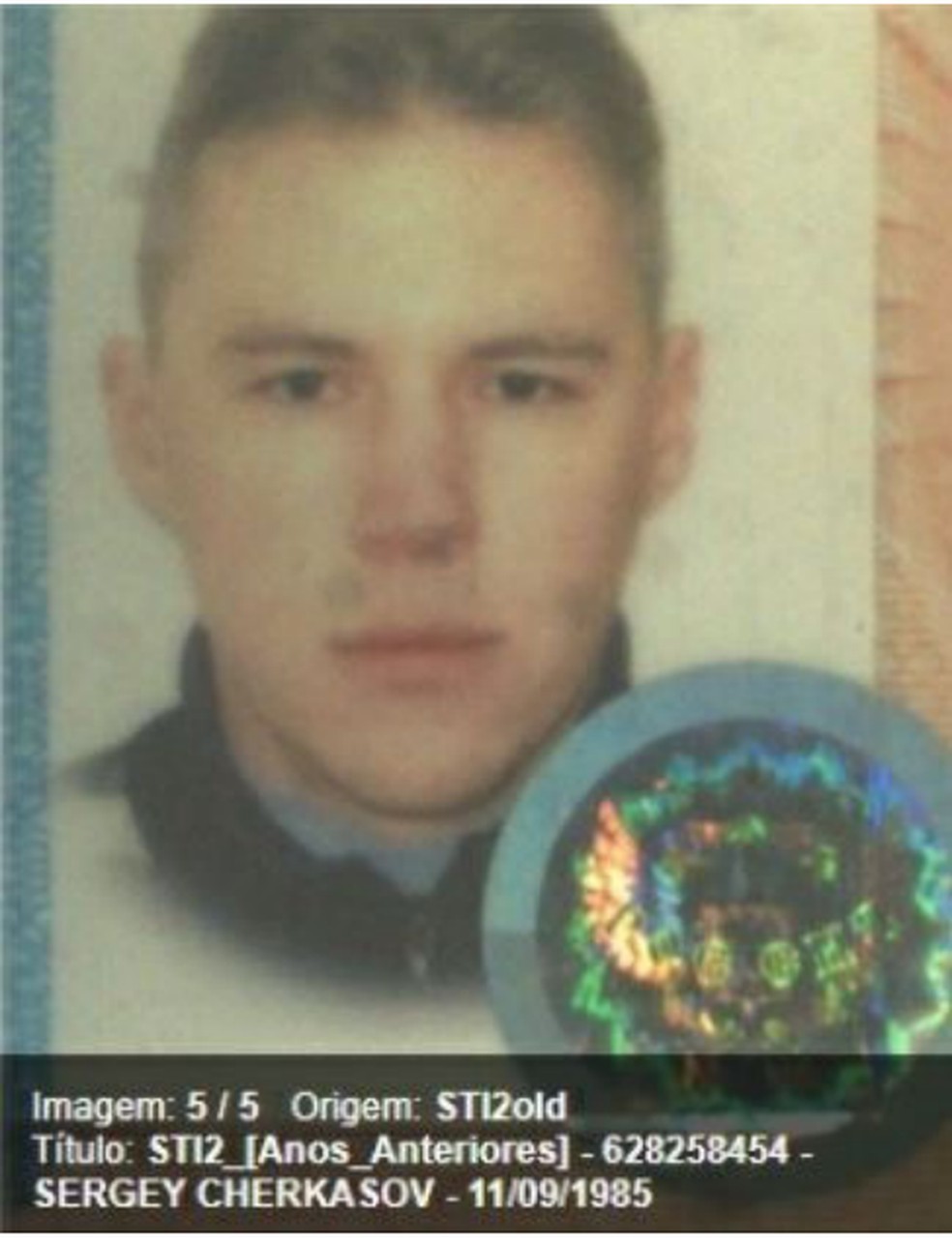 Imagem do passaporte russo de Sergey Cherkasov — Foto: Reprodução/FBI