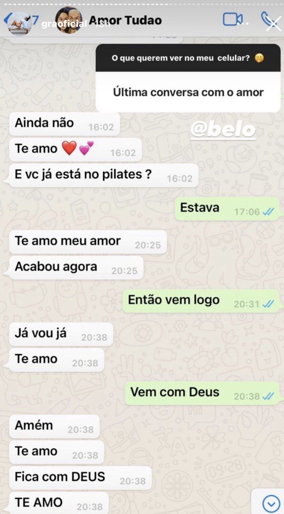 Fãs relembram falta de carinho de Gracyanne com Belo em mensagem — Foto: Reprodução