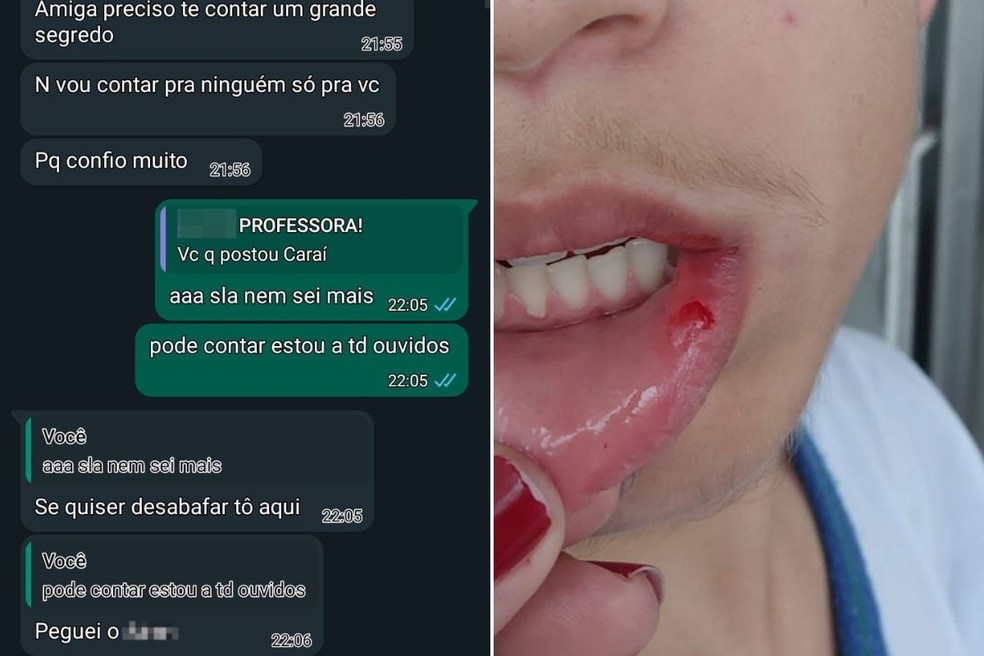 Aluno é agredido por colegas após ser acusado de denunciar professora que beijou adolescente — Foto: Reprodução