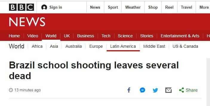 Página do site da BBC 