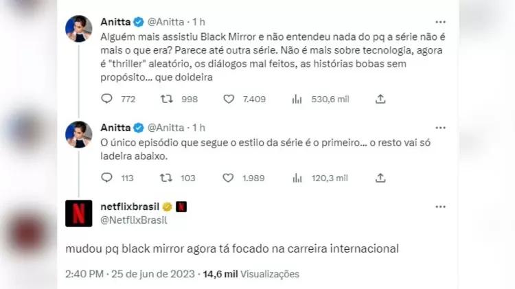 Netflix debocha de cr&amp;iacute;tica de Anitta - Reprodu&amp;ccedil;&amp;atilde;o/Twitter - Reprodu&amp;ccedil;&amp;atilde;o/Twitter
