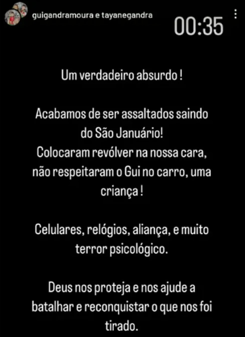 O relato da mãe do menino Gui — Foto: Reprodução