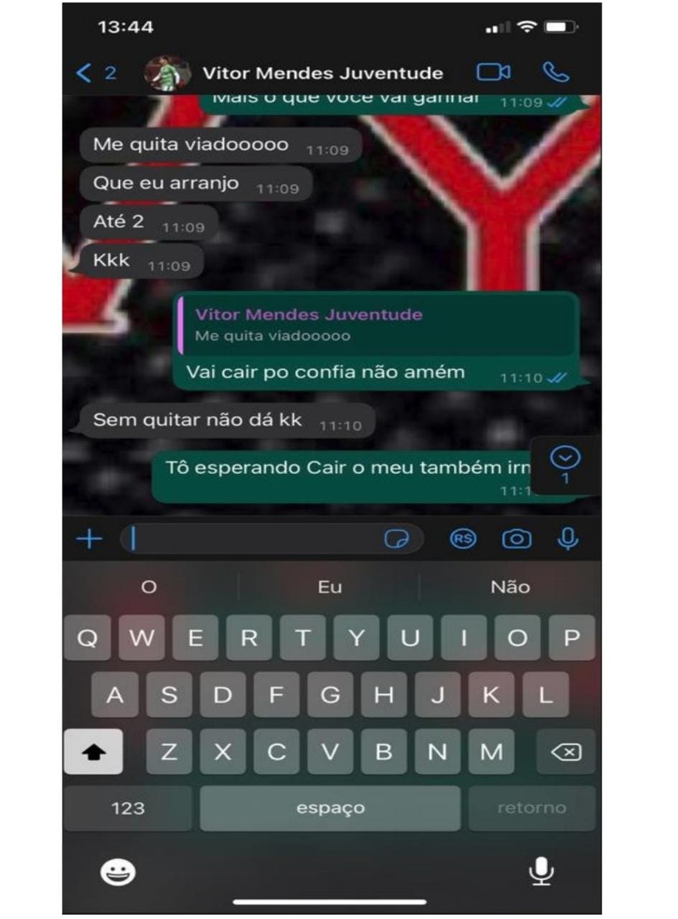 Prints envolvendo Vitor Mendes em manipula&amp;ccedil;&amp;atilde;o de casa de apostas &amp;mdash; Foto: Reprodu&amp;ccedil;&amp;atilde;o