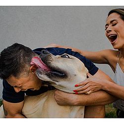 Cachorro fez a festa durante ensaio