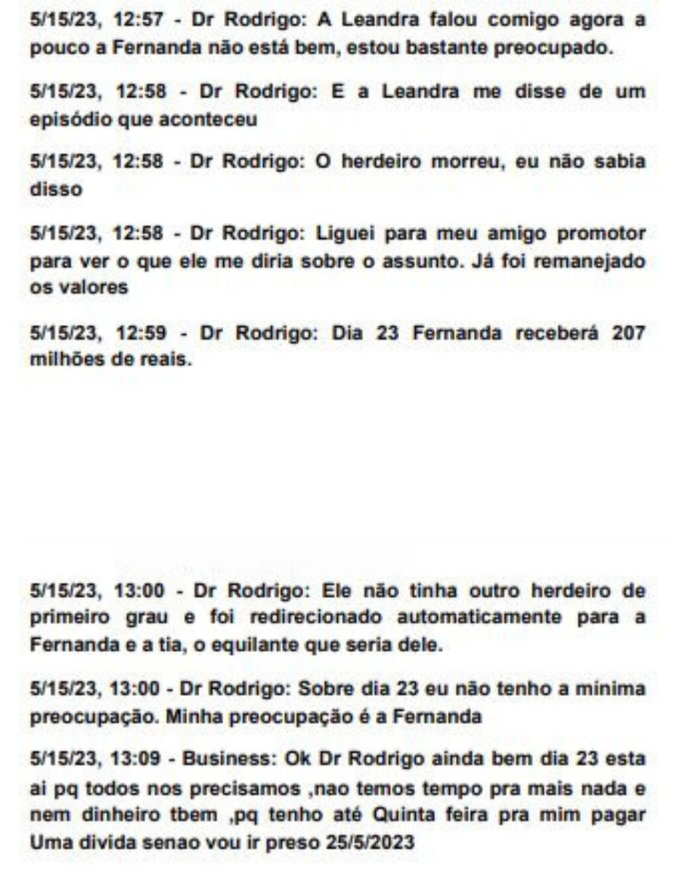 Trecho de conversa com o suposto advogado — Foto: Divulgação