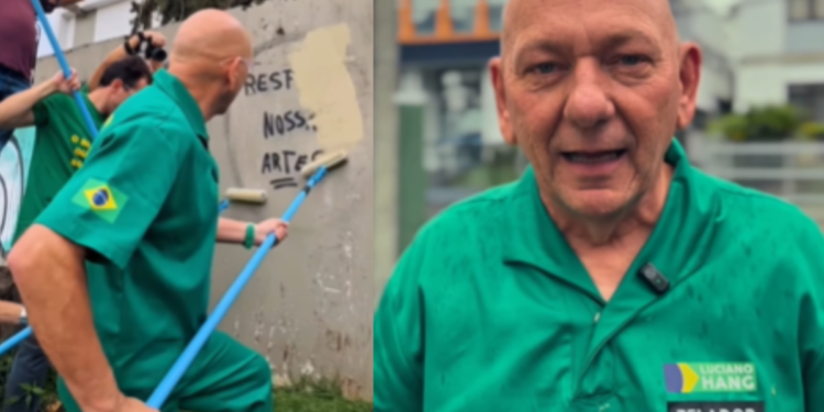 Dono da Havan coloca a mão na massa e faz trabalho braçal em cidade catarinense