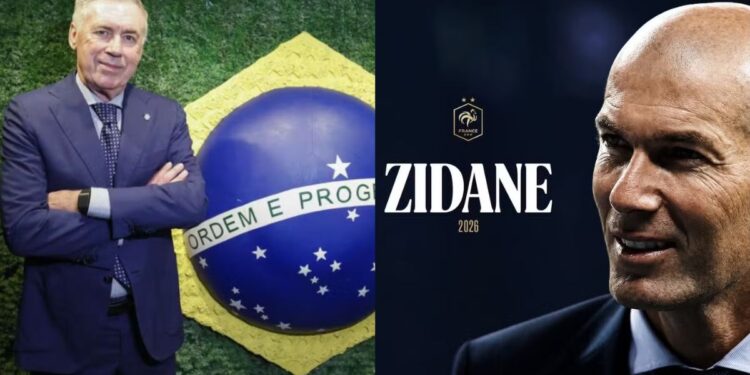 Enquanto Ancelotti recebe R$ 6 milhões por mês no Brasil, salário de Zidane na França será bem menor