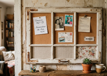 Janela velha que iria para o lixo pode se transformar em um quadro de avisos com aparência vintage