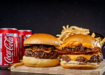 Lanche diário hambúrguer fritas refrigerante