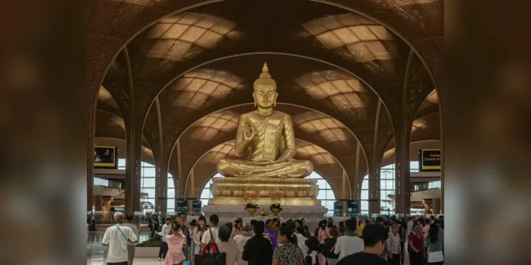 Aeroporto gigantesco de R$ 10,7 bilhões acaba de ser inaugurado: estátua dourada de 9 metros é a grande atração