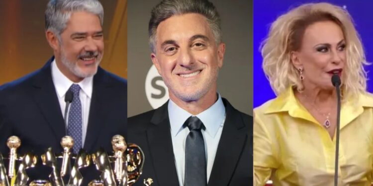 Bonner, Huck e Ana Maria Braga no Troféu Imprensa