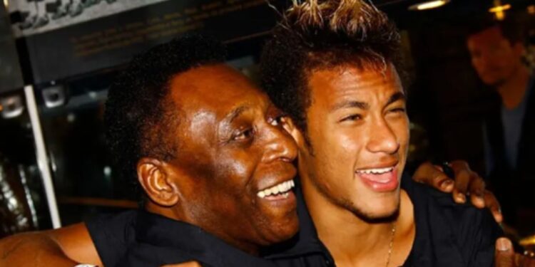 Neymar ainda jovem junto de Pelé