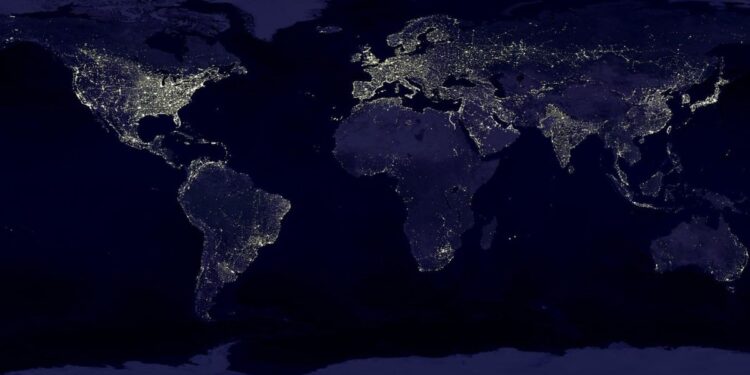 Diversos focos de luz na Terra