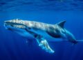Baleia jubarte em um oceano