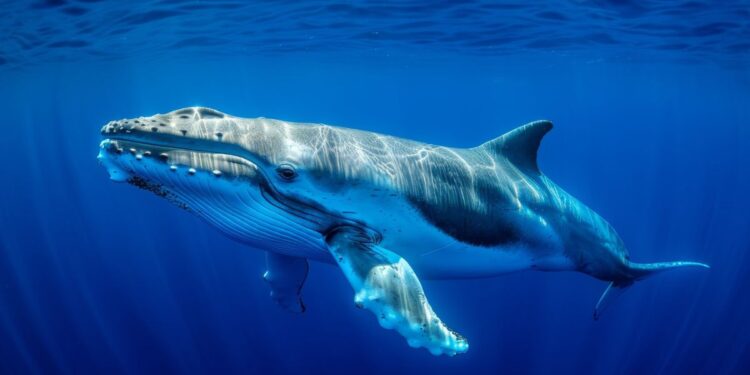 Baleia jubarte em um oceano