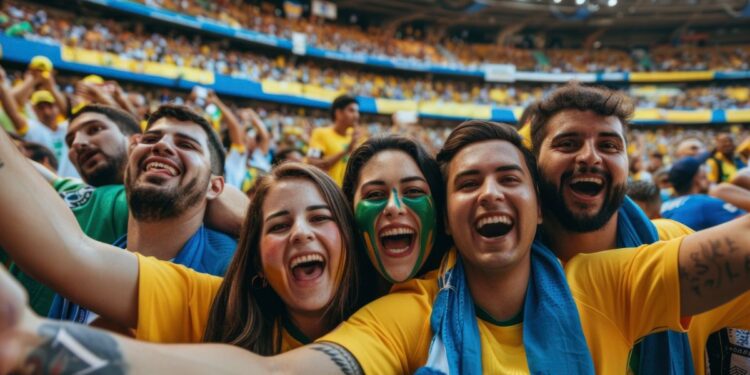 Torcedores comemorando